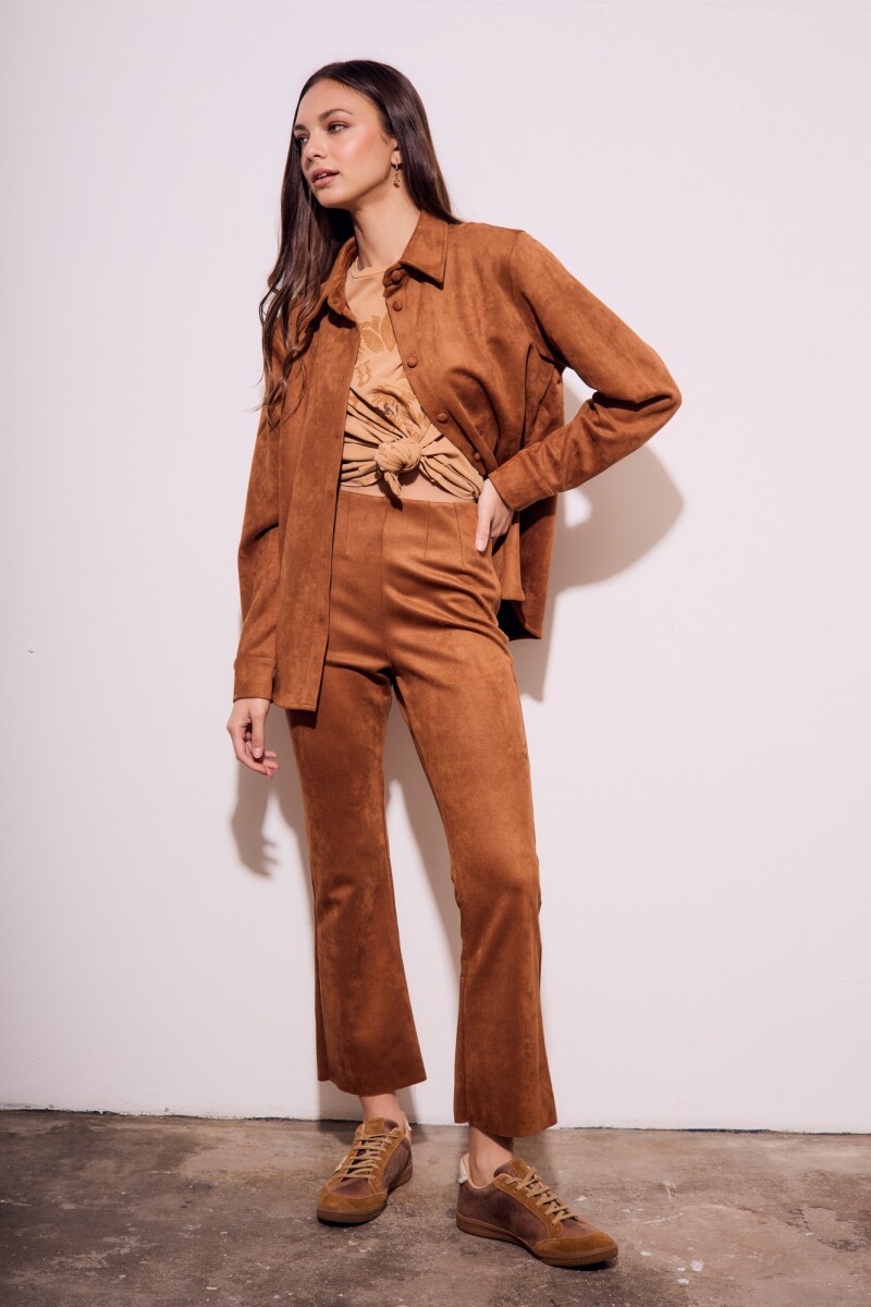 Pantalon Gamuza Cuero Vegano Camel