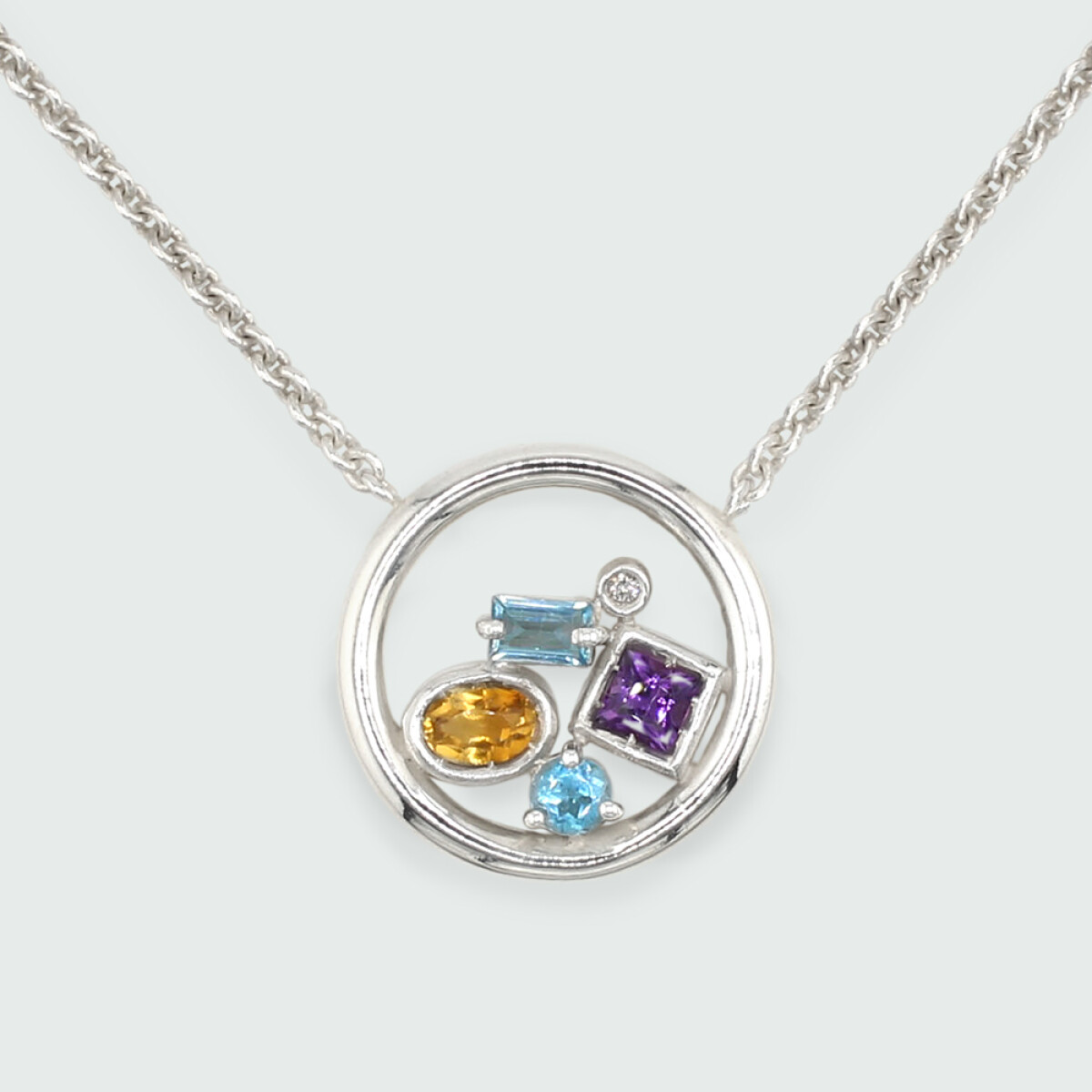 Colgante Mila de plata 925 con brillante y piedras semipreciosas 