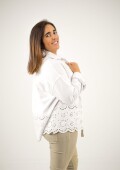 Chaqueta de Jean con broderie abajo Blanca