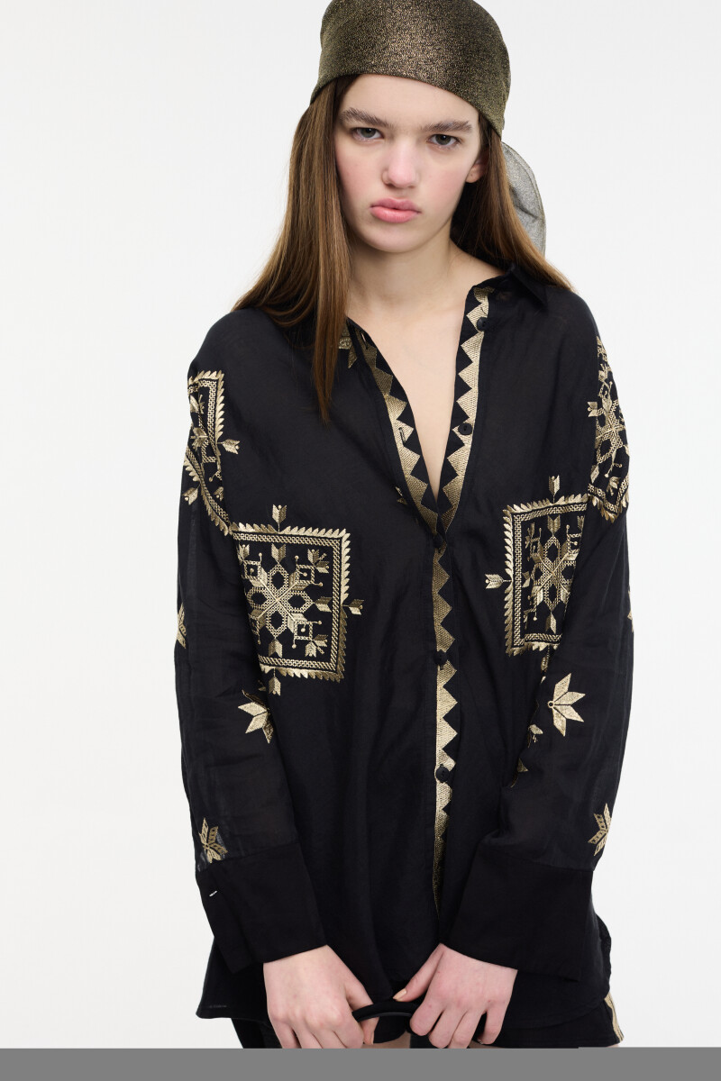 CAMISA BORDADA Negro