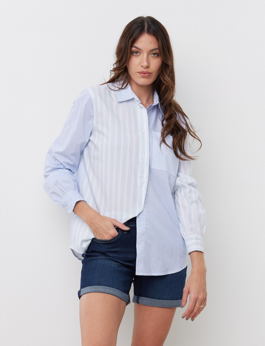 Camisa Lineas - Celeste/multi 