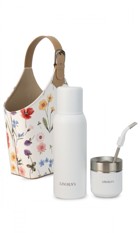 KIT MATERO VELVET ESTAMPA CAMPESTRE C/ BLANCO