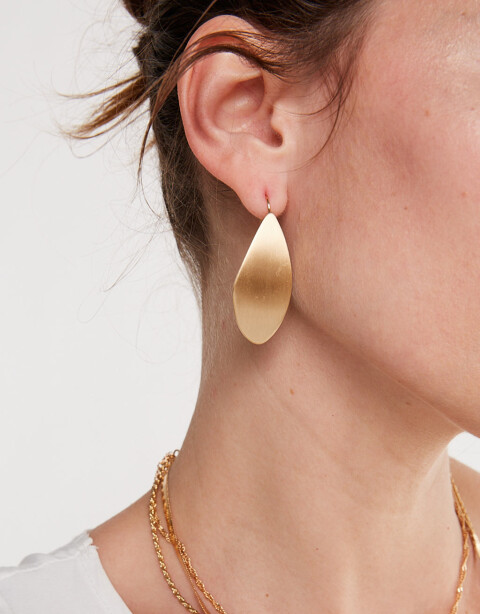 Aros Colgantes Cortos Metal Aros Curvo - Dorado Plata Cepillada