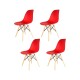 Pack 4 Sillas De Comedor Eames Lumax De Diseño Moderno Con Patas De Madera Roja