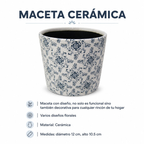 Maceta Redonda en Cerámica con Diseño Decorativo Ø12x10.5cm Maceta Redonda En Cerámica Con Diseño Decorativo ø12x10.5cm
