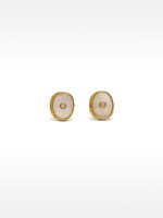 Pendientes De Perla De Agua Dulce Con Circonita - Plata De Ley 925 dorado