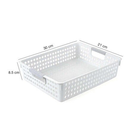 Caja Organizadora Baja Canasto Multiuso Mediano en Plástico Blanco