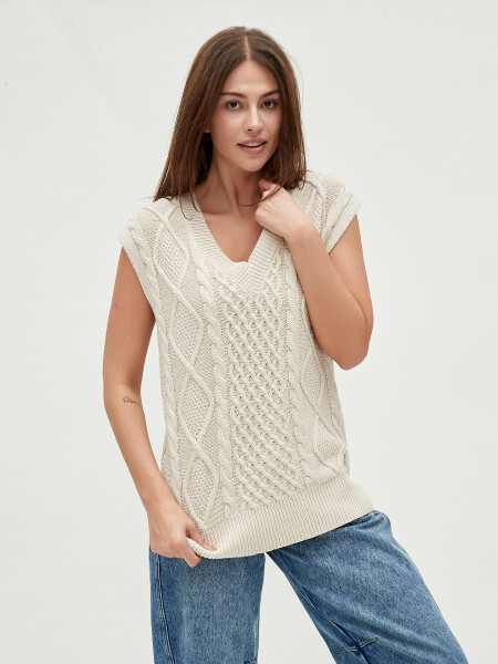 CHALECO FELINA BEIGE CLARO