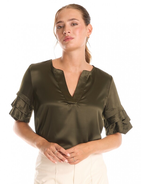 Blusa Saten Volados VERDE