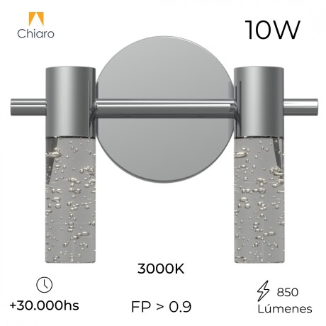 Aplique Led doble cilindro plata efecto agua 10w Aplique Led doble cilindro plata efecto agua 10w