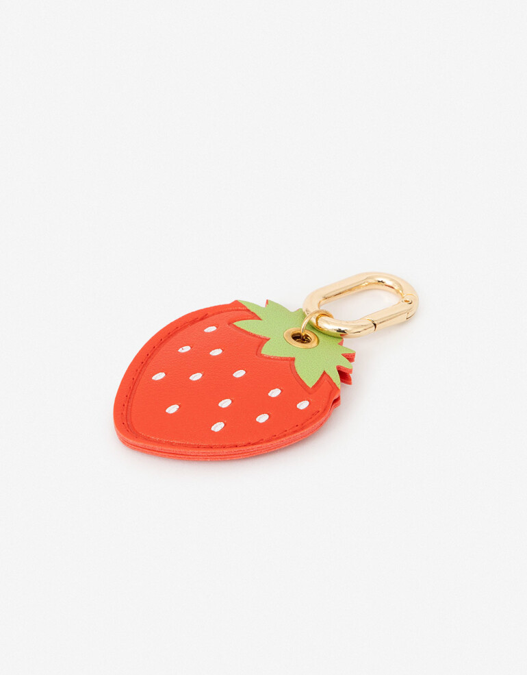 Llavero Cuero/PU Llavero Y Bag Charm Frutilla - Combinacion Tricolor
