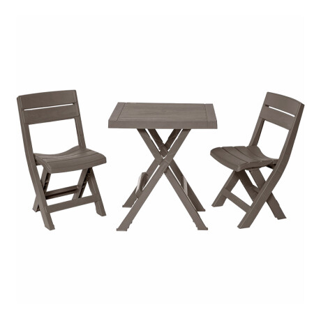 Set Jardín Plegable Plástico Barú Rimax Mesa Rect + 2 Sillas Mocca