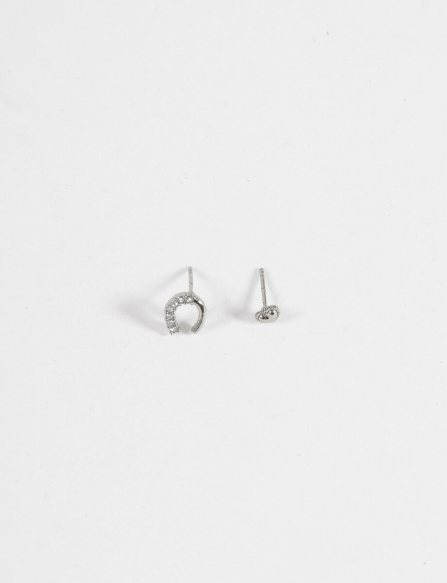 Caravanas acero pin strass - plateado 