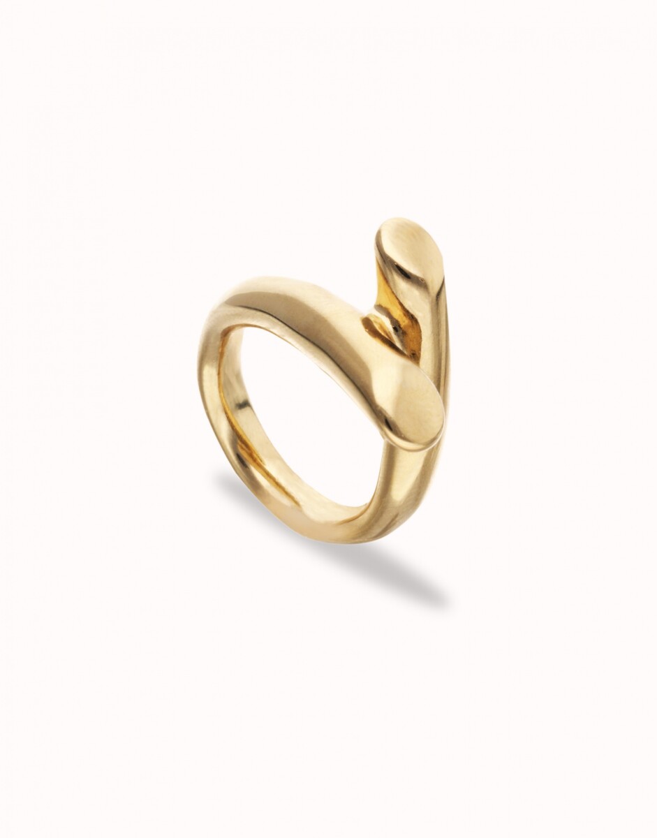 ANILLO DE ALEACIÓN DE METALES BAÑADO EN ORO 18K CON FORMA DE TUBOS - Anillo 