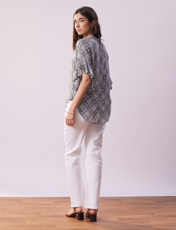 Blusa Manga Volado NEGRO/GRIS