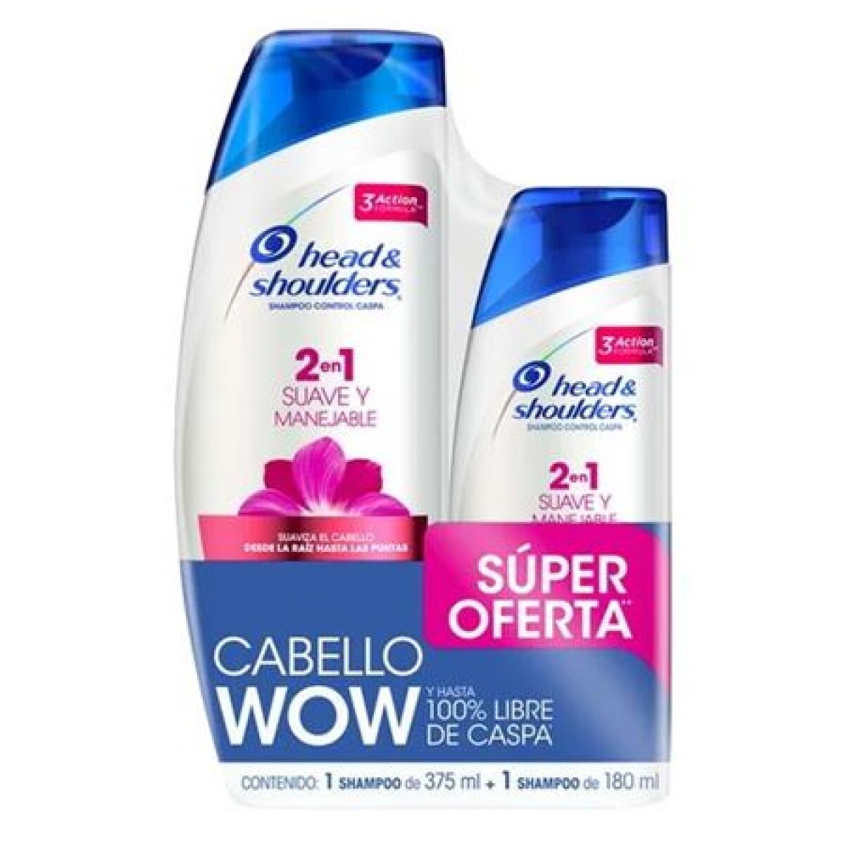 Pack Head & Shoulders shampoo 375 ml + shampoo 180 ml - Suave y manejable 2 en 1 
