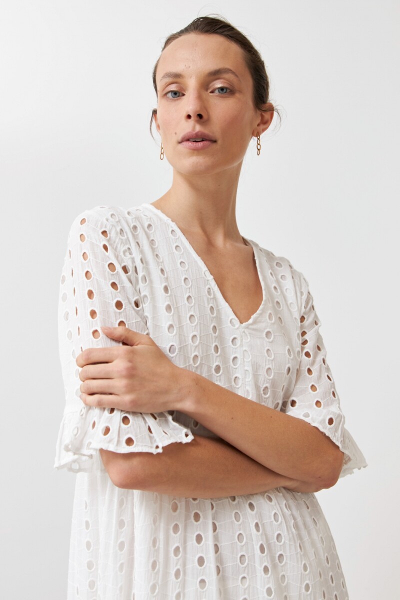 Maxi vestido broderie blanco