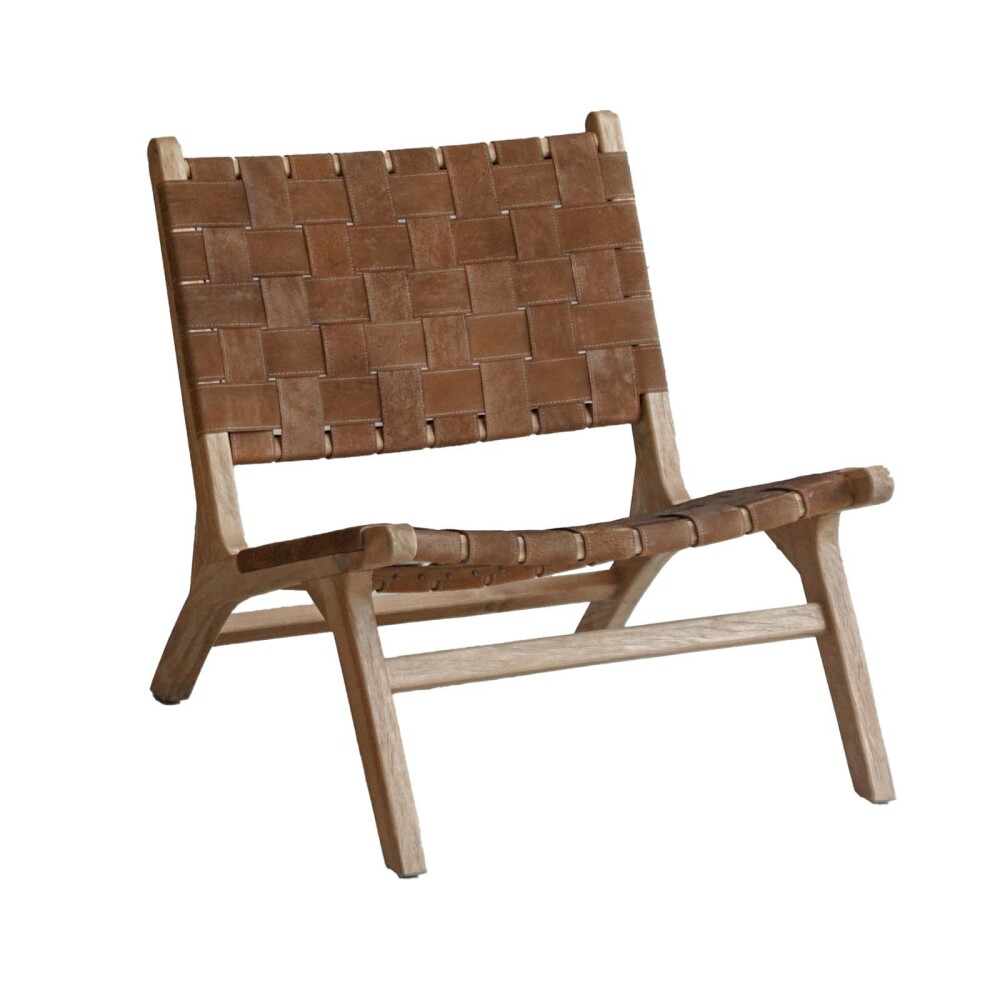 BUTACA CUERO-Y-MADERA MARRON STRAP
