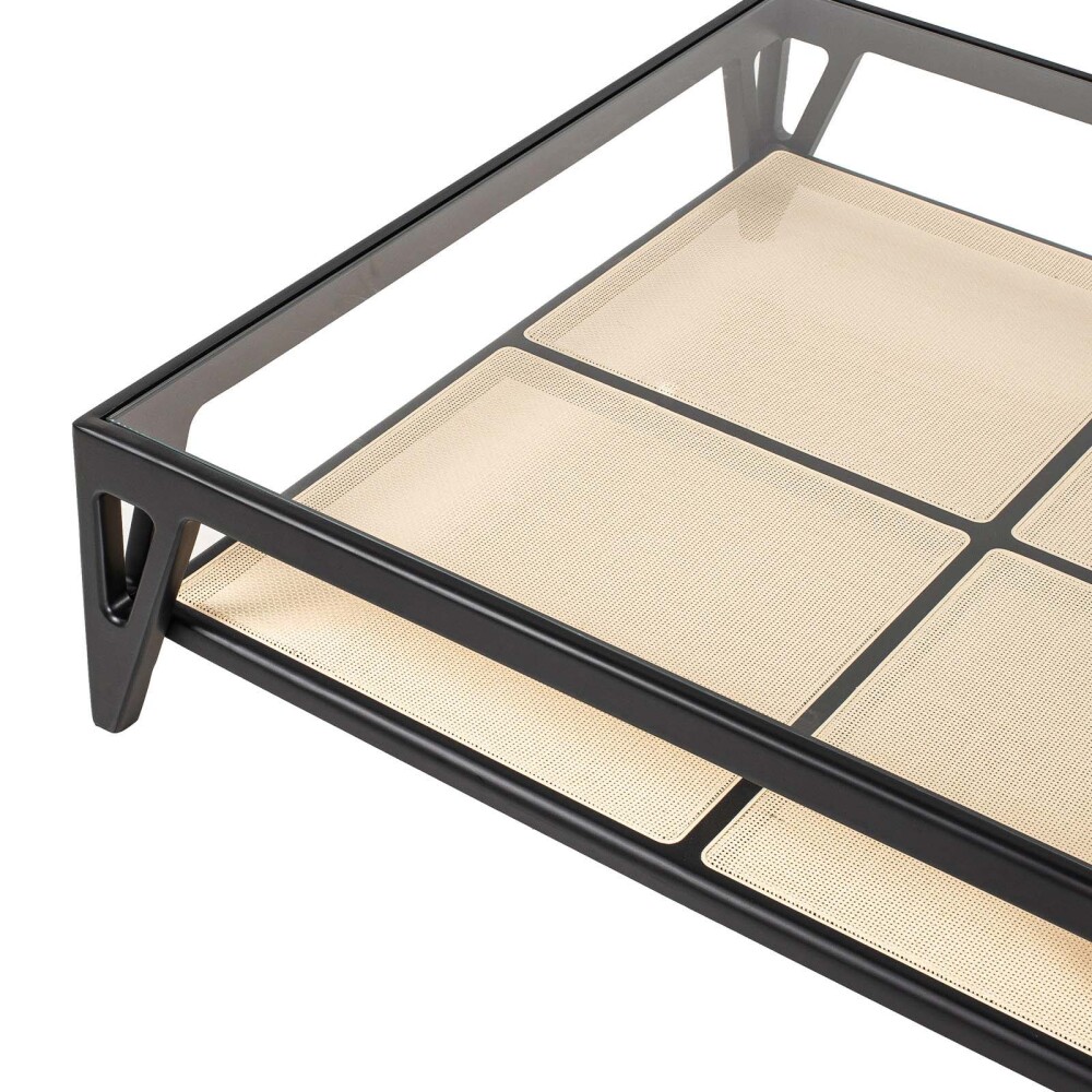 MESA RATONA MADERA-Y-VIDRIO NEGRO ROSA