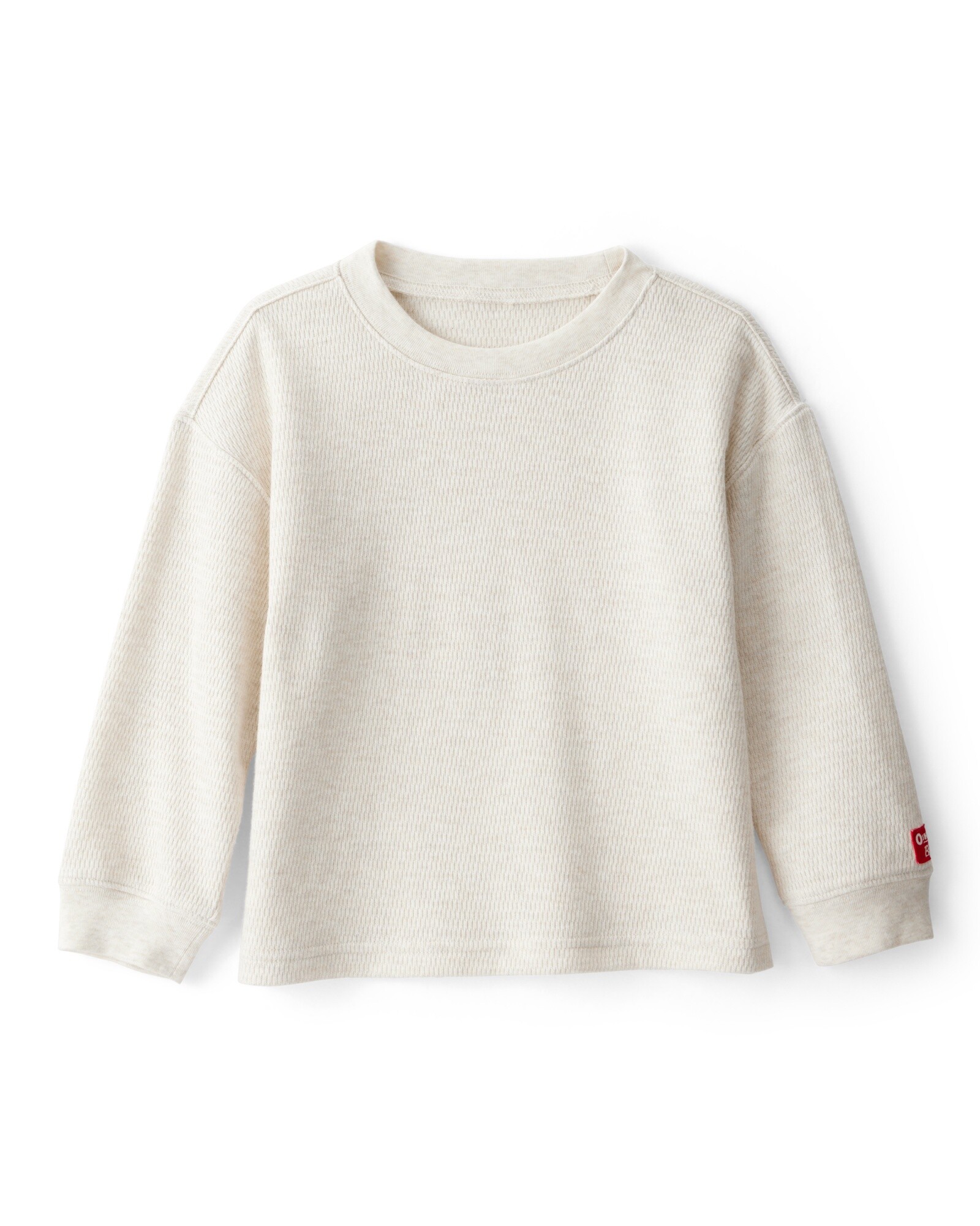 Remera de algodón, cuello redondo, crema Sin color