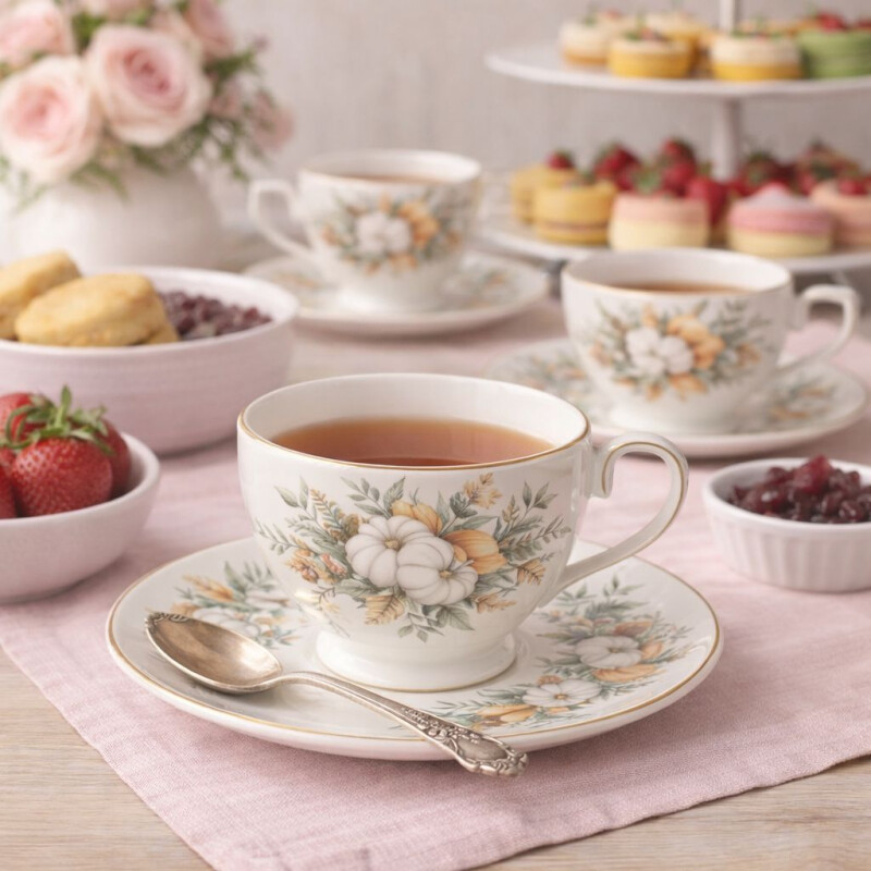 Juego de Té Cerámica 12 Piezas Estilo Victoriano Terra