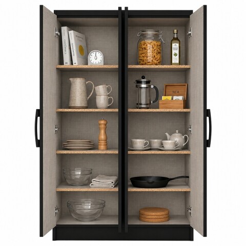 Mueble Multiusos Organizador Ropero de 10 Estantes con 4 Puertas - 170x 89 x 31,5 cm - Negro Mueble Multiusos Organizador Ropero de 10 Estantes con 4 Puertas - 170x 89 x 31,5 cm - Negro