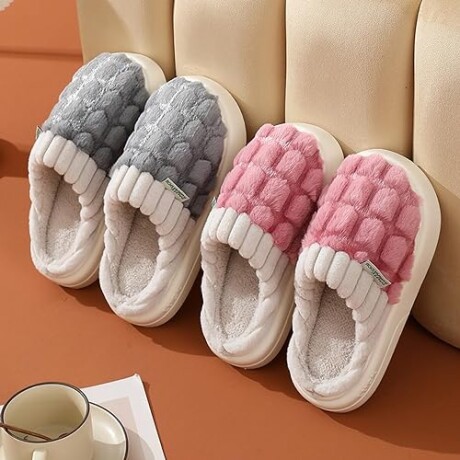 Pantufla de Felpa Super Abrigadas Antideslizante Unisex Fucsia