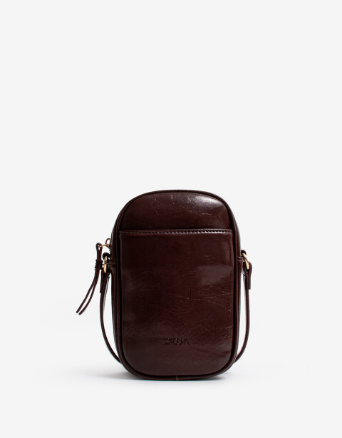 Complemento Marroquinería Porta Celular Con Bolsillo Delantero - Marron Chocolate