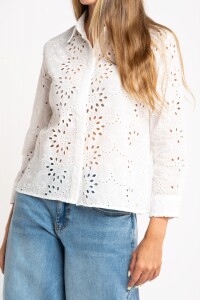 Blusa Broderie Manga Larga Nacar