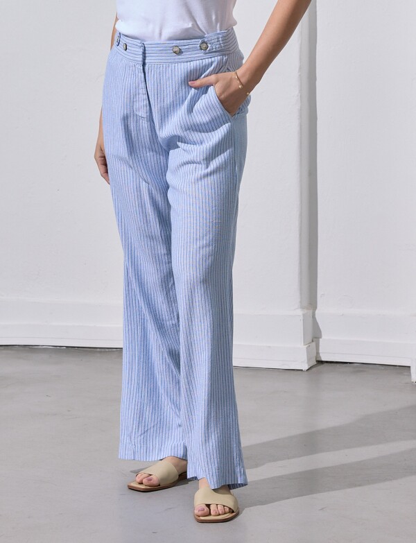 Pantalon Lino Wide CELESTE/MULTI