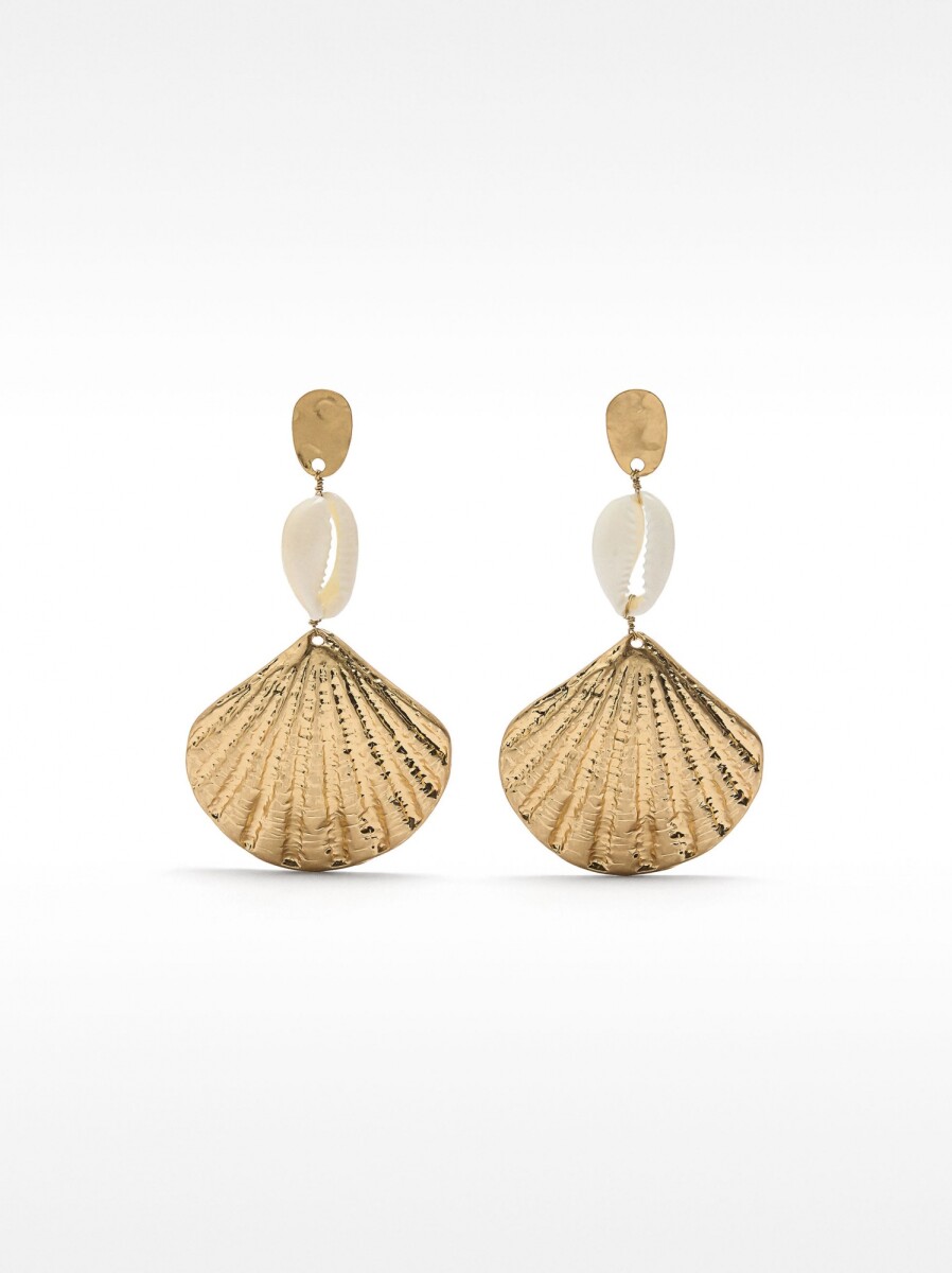 Pendientes Largos Con Conchas - blanco 