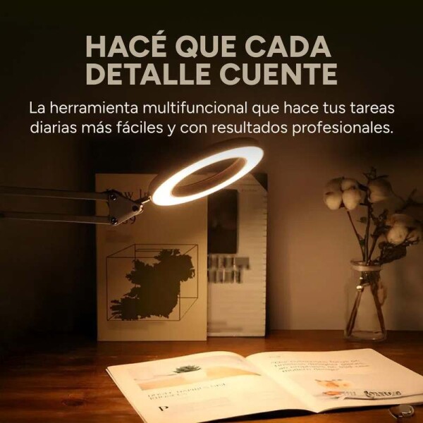 Lampara Aro Luz Led Lupa Aumento 2 En 1 Escritorio Y Morsa Color Variante Blanco