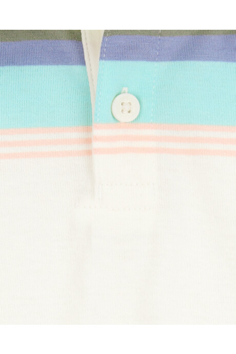 Body polo de algodón, diseño a rayas Sin color