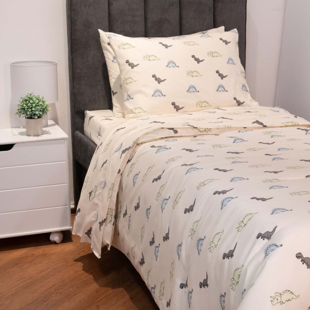 JGO SÁBANAS FIBRA-SUAVE NATURAL-BEIGE DINOS KIDS ARENA