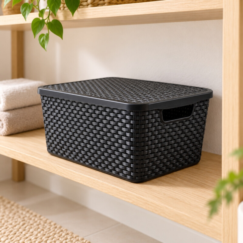 Set x3 Caja ratán 20 lts NEGRO