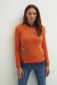 Sweater bordado naranja melange