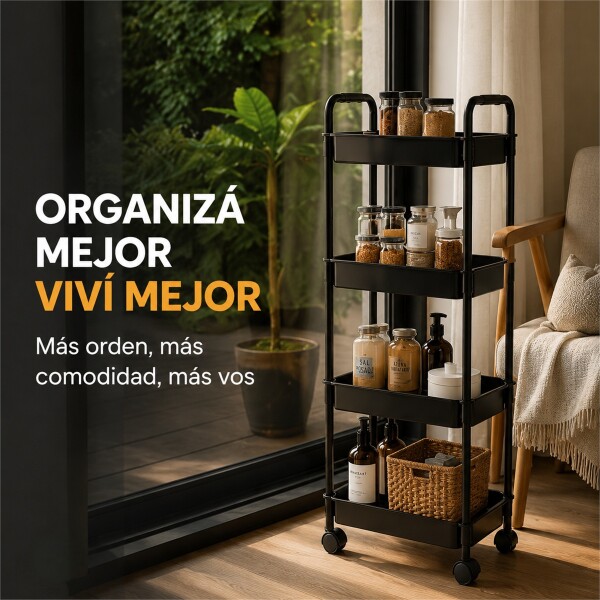 Carrito Organizador Auxiliar Multituso 4 Niveles Con Ruedas Negro 1