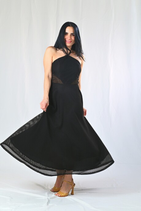 Vestido largo bordado Abril Negro