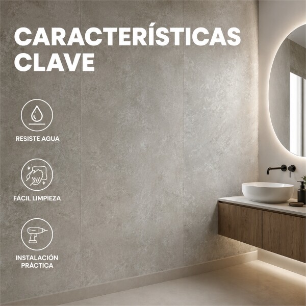 Pack x20 Placa PVC Símil Mármol 2,44x1,22m 3mm Resistente Mármol Gris 2