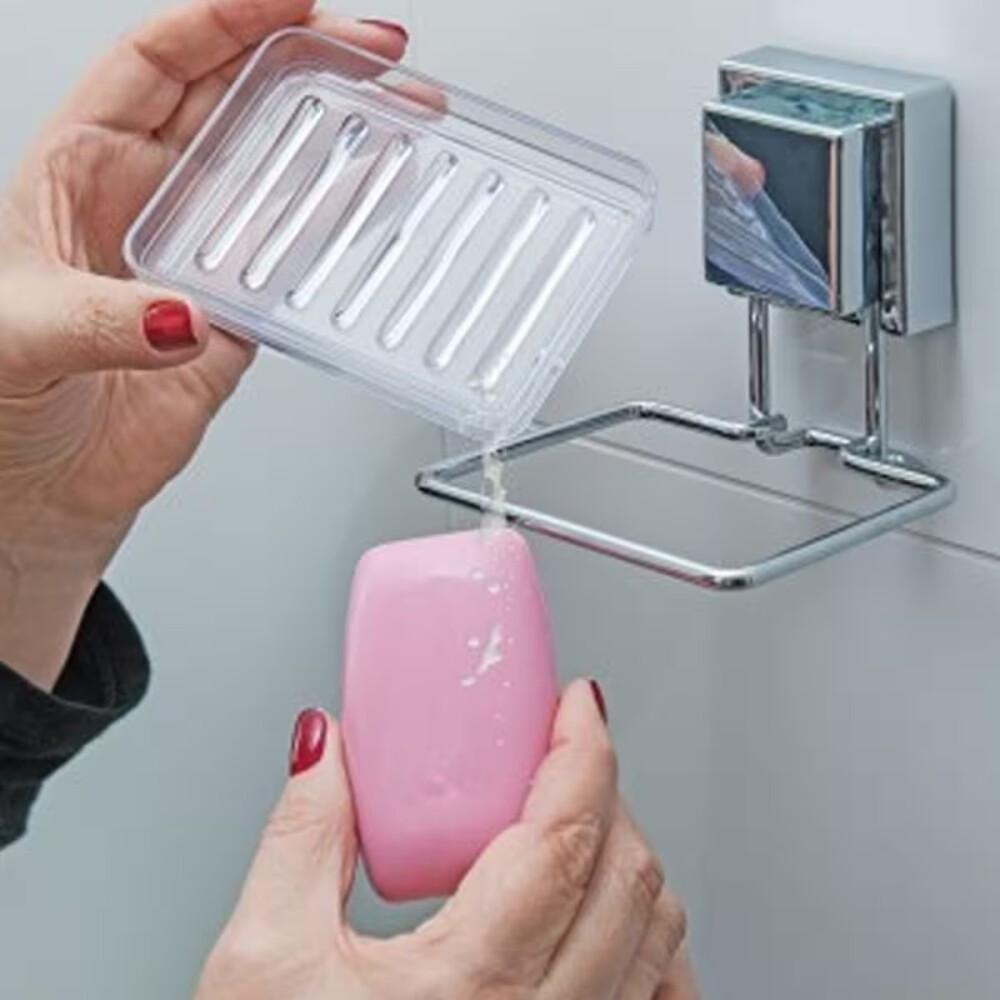 JABONERA CON DEPOSITO VENTOSA CUADRADA Jabonera Con Deposito Ventosa Cuadrada