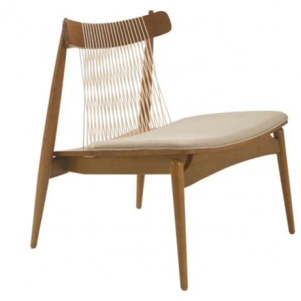 Butaca madera Amapa con asiento tapizado PU Perla c/ respaldo cuerdas Butaca madera Amapa con asiento tapizado PU Perla c/ respaldo cuerdas