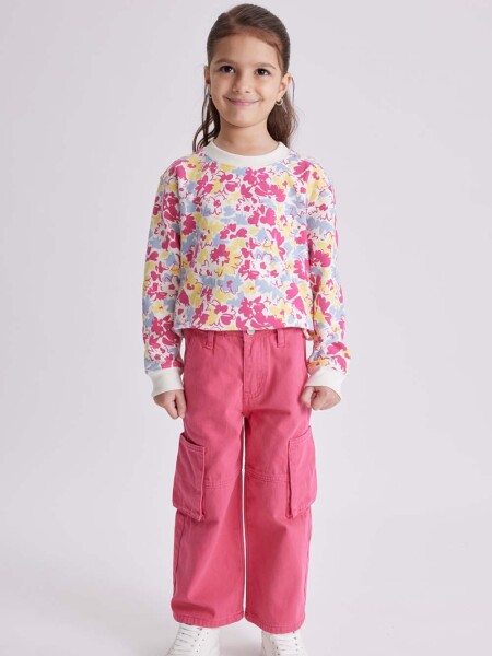 Pantalón de jean cargo Fucsia