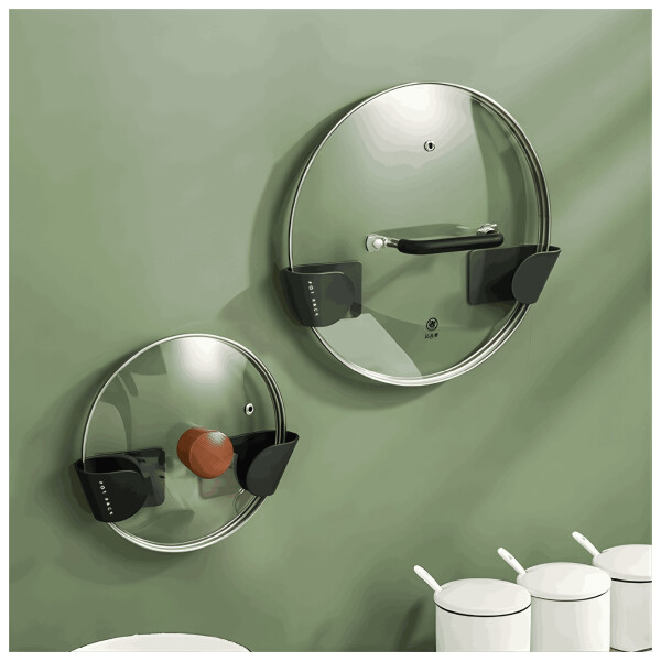 Soporte Organizador Para 2 Tapas de Olla Adhesivo Pared Color Verde