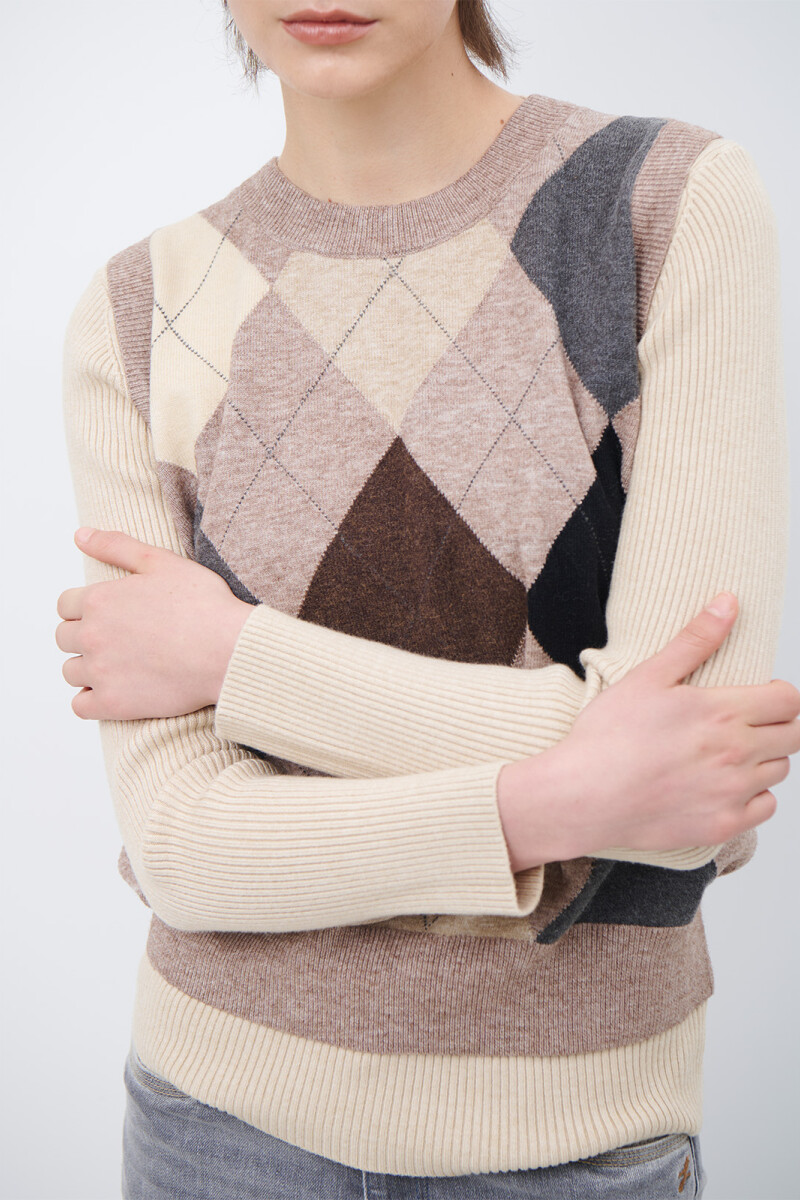 CHALECO ROMBOS BEIGE