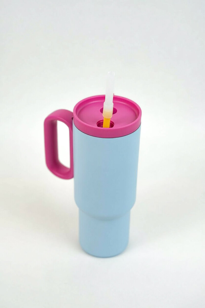 Vaso Con Tapa + Sorbito Setta - Azul 