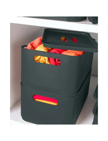 CANASTO C/TAPA PLASTICO FIT 18.5x15x8CM GRIS OSC. CANASTO C/TAPA PLASTICO FIT 18.5x15x8CM GRIS OSC.