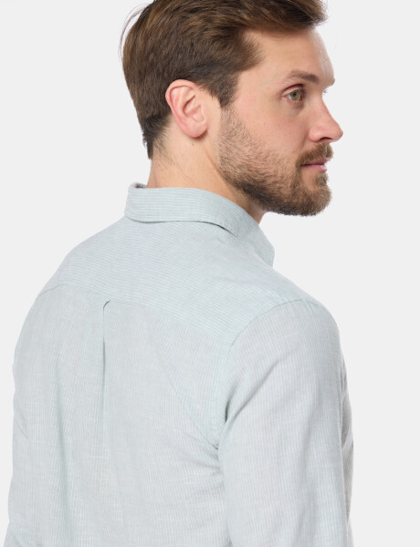 CAMISA DE LINO RAYADA Verde