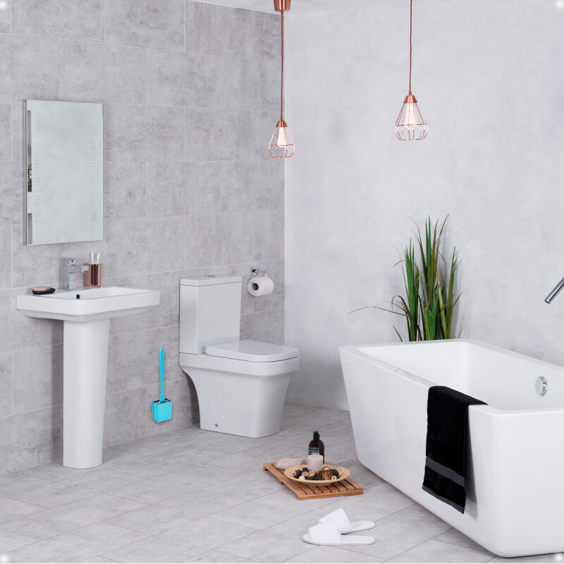 Cepillo Escobilla de BaÃ±o Con Cerdas de Silicona para Limpieza de Inodoro Water Celeste