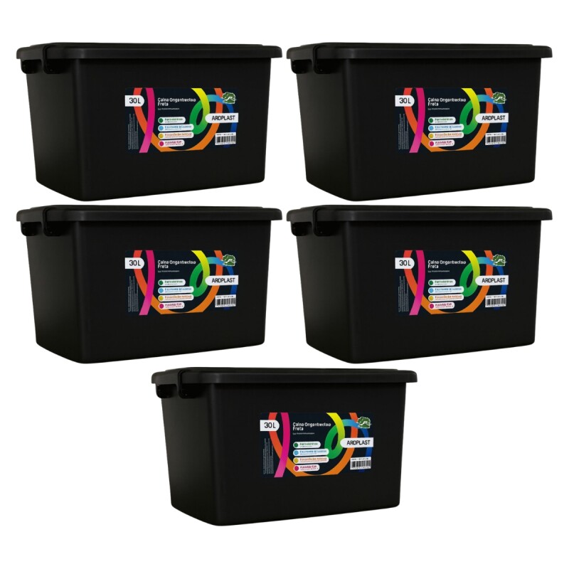 Set x5 Caja organizadora 30lts NEGRO