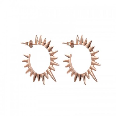 Par de aros de plata 925 con baño de oro rosado, SOLES. Par de aros de plata 925 con baño de oro rosado, SOLES.